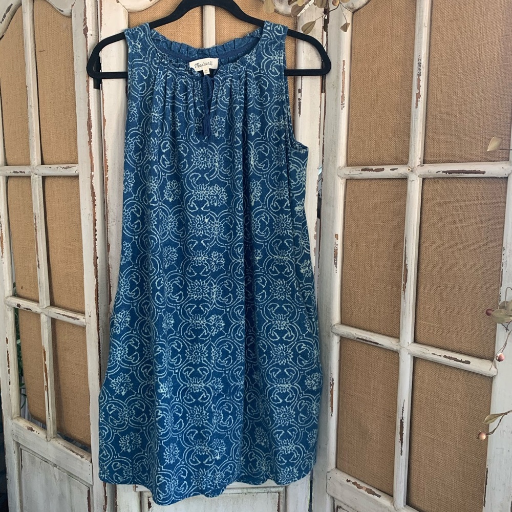 Madewell Indigo Print Shift Dress